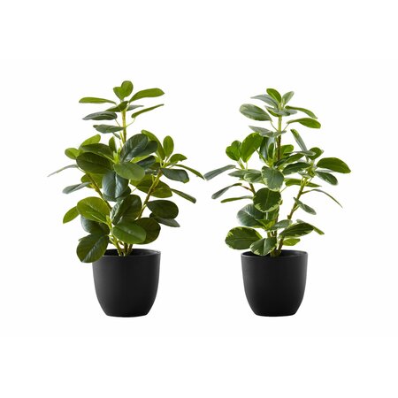MONARCH SPECIALTIES Artificial Plant, 14" Tall, Ficus, Indoor, Faux, Fake, Table, Greenery, Potted, Set Of 2, Decorative I 9585